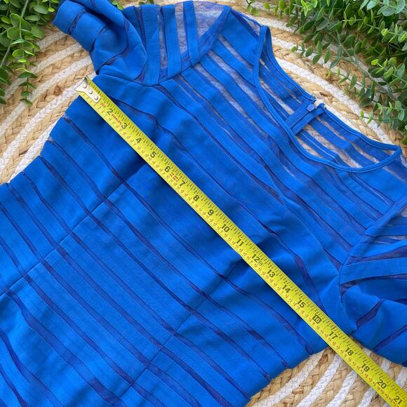 ADRIANNA PAPELL Womens Polyester Blend Short Sleeve Sheer Sheath Dress Size Sm - Picture 8 of 9